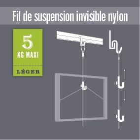 Suspension nylon pour cimaise